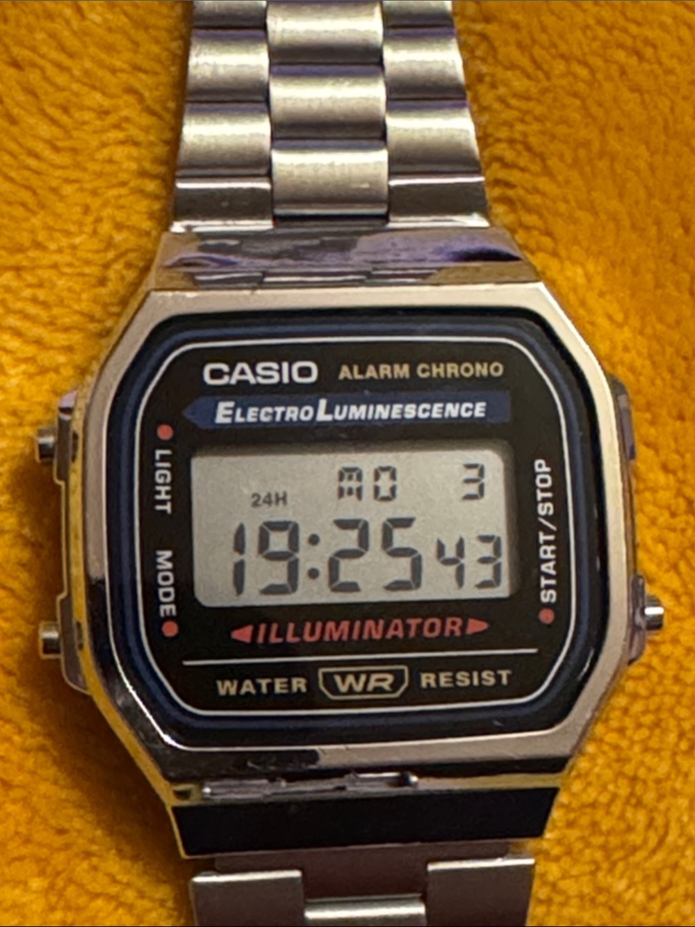 Casio Silver Digital Illuminator Watch with Black Dial Accents
